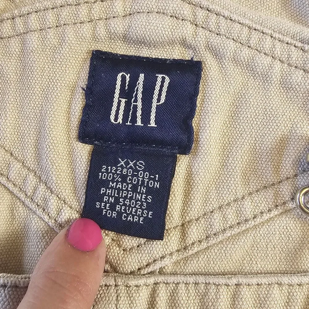 VTG Gap Overalls Raggedy Ann Cream Denim XXS Bibs Embroidery‎